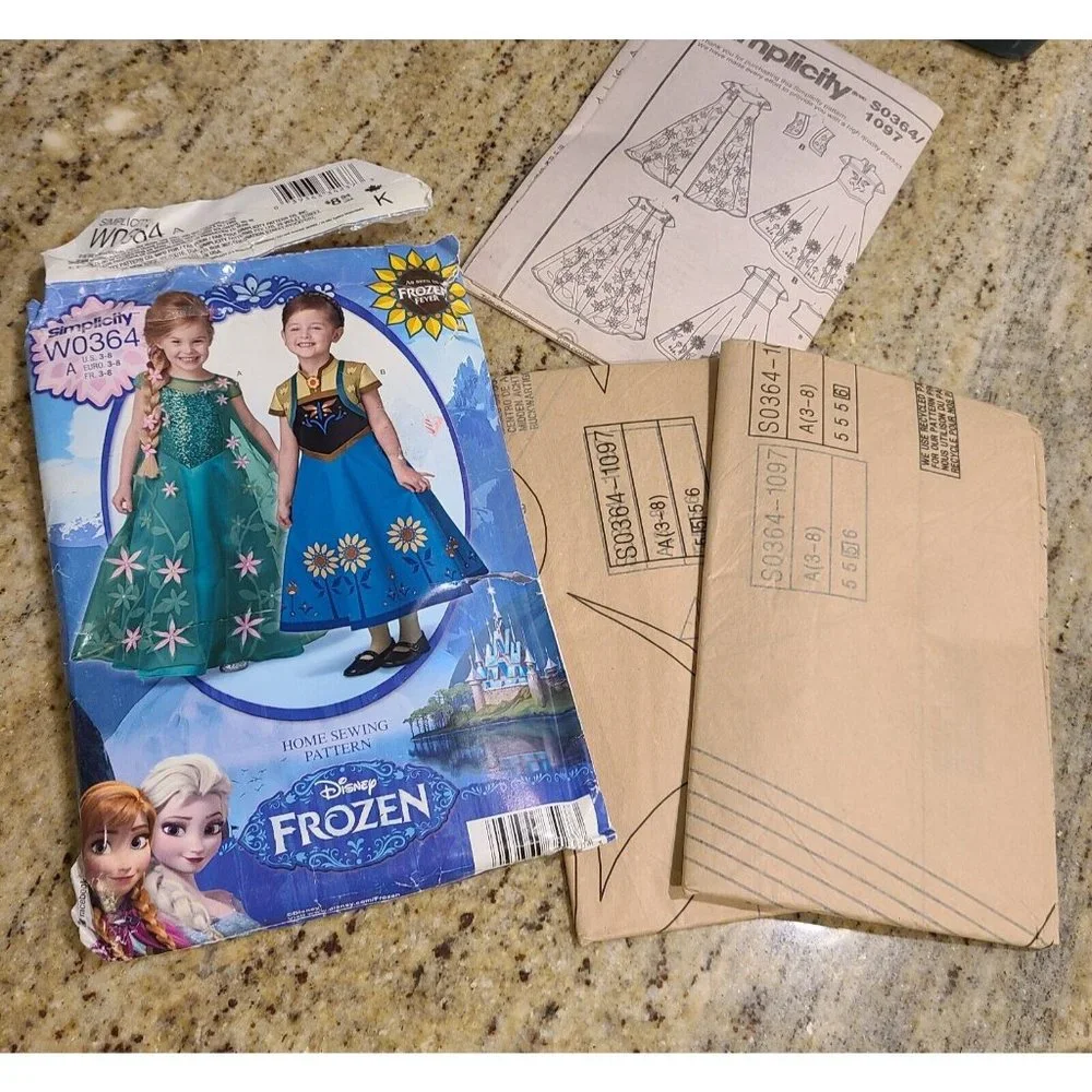 Simplicity W0364 Child's Sz 3-8 Disney FROZEN Anna Elsa & McCalls MP228 Princess